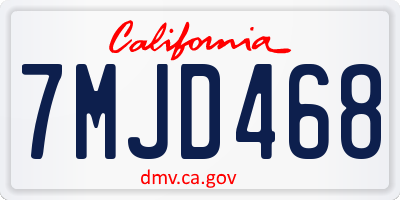 CA license plate 7MJD468