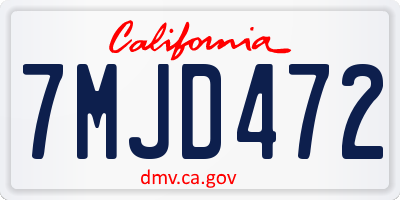 CA license plate 7MJD472