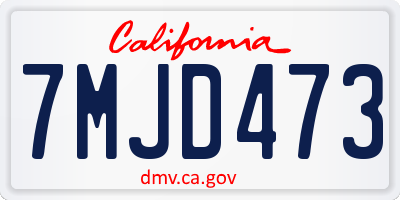 CA license plate 7MJD473