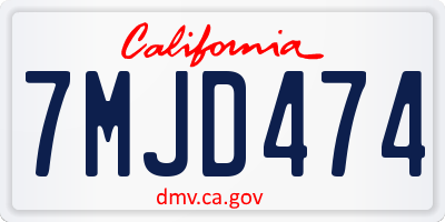 CA license plate 7MJD474