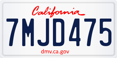 CA license plate 7MJD475