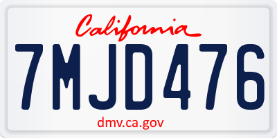 CA license plate 7MJD476