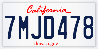 CA license plate 7MJD478