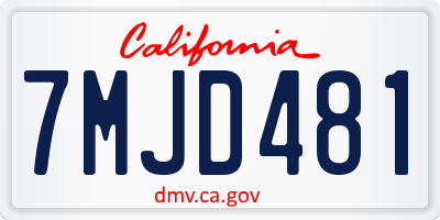 CA license plate 7MJD481