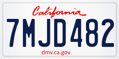 CA license plate 7MJD482