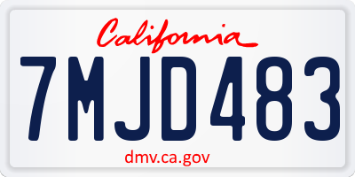 CA license plate 7MJD483