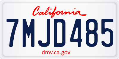 CA license plate 7MJD485