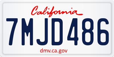 CA license plate 7MJD486