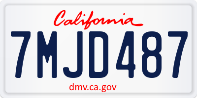CA license plate 7MJD487