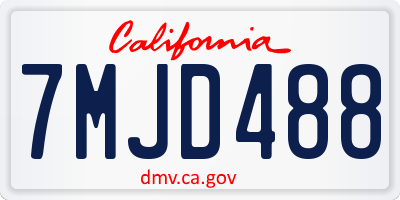CA license plate 7MJD488