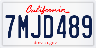 CA license plate 7MJD489