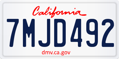 CA license plate 7MJD492