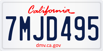 CA license plate 7MJD495