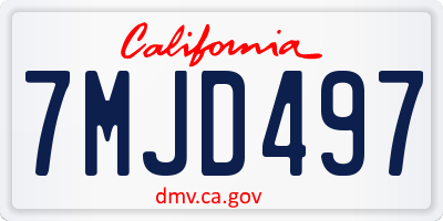 CA license plate 7MJD497