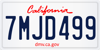 CA license plate 7MJD499