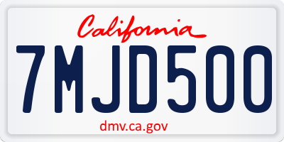 CA license plate 7MJD500