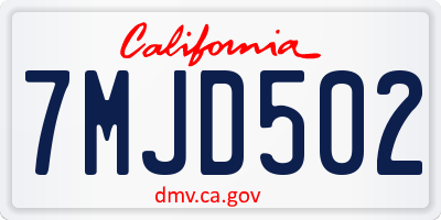 CA license plate 7MJD502