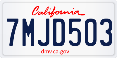 CA license plate 7MJD503