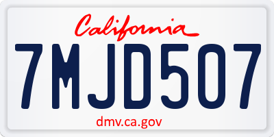 CA license plate 7MJD507