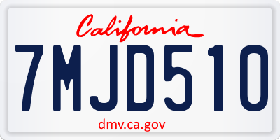 CA license plate 7MJD510
