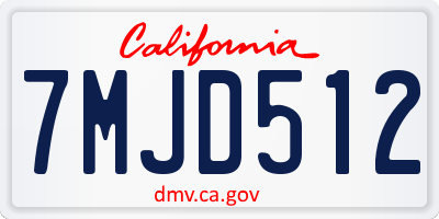 CA license plate 7MJD512