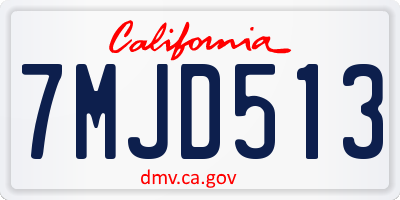 CA license plate 7MJD513