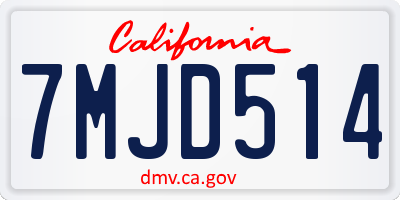 CA license plate 7MJD514