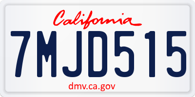 CA license plate 7MJD515