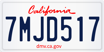 CA license plate 7MJD517