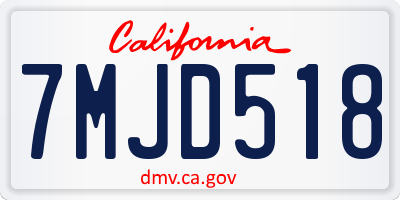 CA license plate 7MJD518