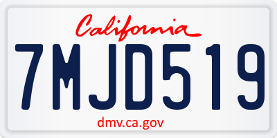 CA license plate 7MJD519