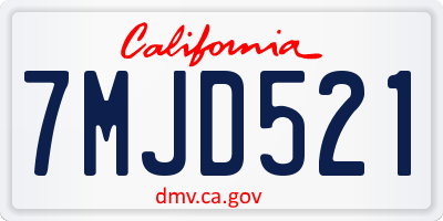CA license plate 7MJD521