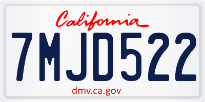 CA license plate 7MJD522