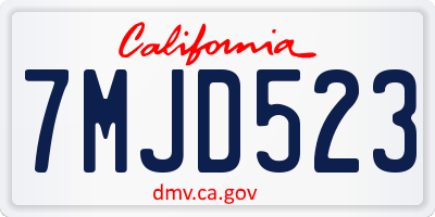 CA license plate 7MJD523