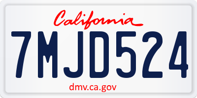 CA license plate 7MJD524