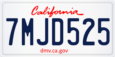 CA license plate 7MJD525