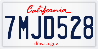 CA license plate 7MJD528