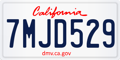 CA license plate 7MJD529