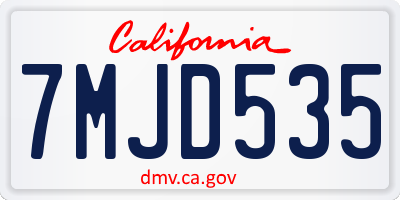 CA license plate 7MJD535