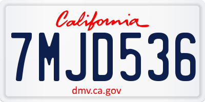 CA license plate 7MJD536