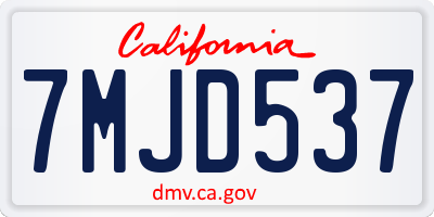 CA license plate 7MJD537