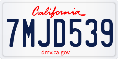 CA license plate 7MJD539