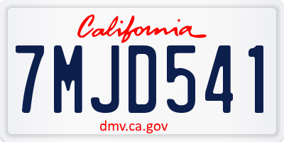 CA license plate 7MJD541