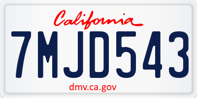 CA license plate 7MJD543