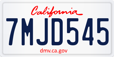 CA license plate 7MJD545