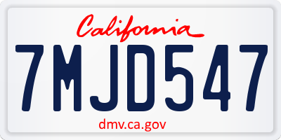 CA license plate 7MJD547