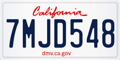 CA license plate 7MJD548