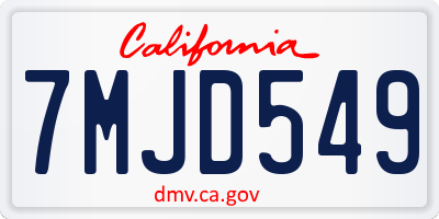 CA license plate 7MJD549