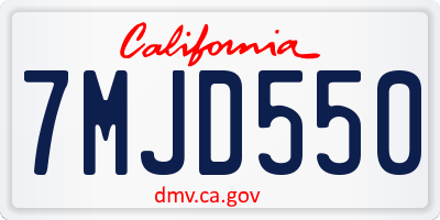 CA license plate 7MJD550