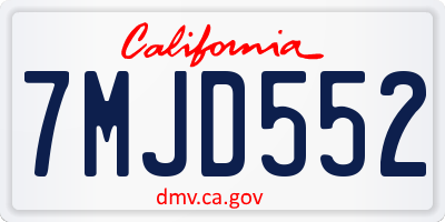 CA license plate 7MJD552